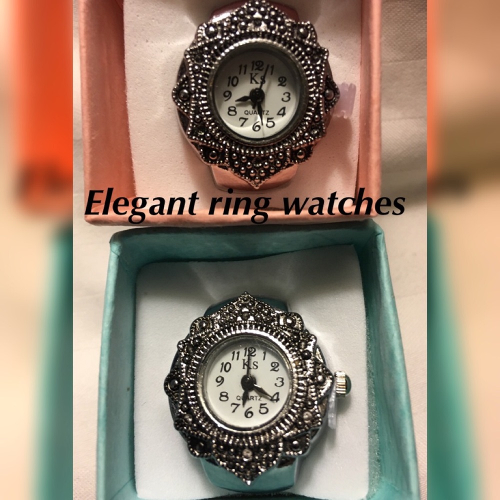 Trendy Silver stretch band Ring Watches